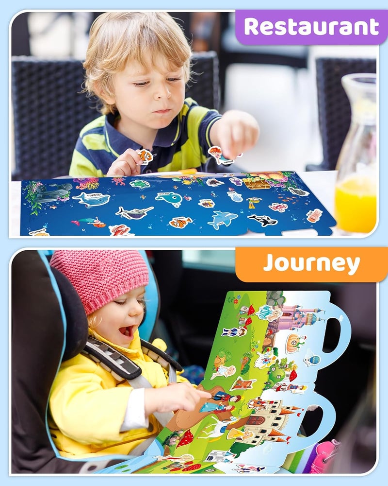 Benresive Reusable Sticker Books for Kids, Sticker Books for Toddlers, Toddler Travel Toys Activities Crafts Ages 3 and Up Birthday Gifts - Ocean, Fairy and Dinosaur - Image 3